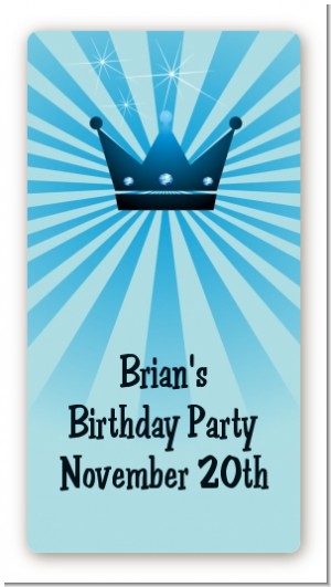 Prince Royal Crown - Custom Rectangle Birthday Party Sticker/Labels