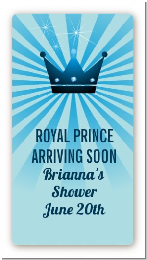 Prince Royal Crown - Custom Rectangle Baby Shower Sticker/Labels