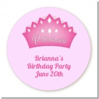 Princess Crown - Round Personalized Baby Shower Sticker Labels