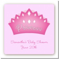 Princess Crown - Square Personalized Baby Shower Sticker Labels