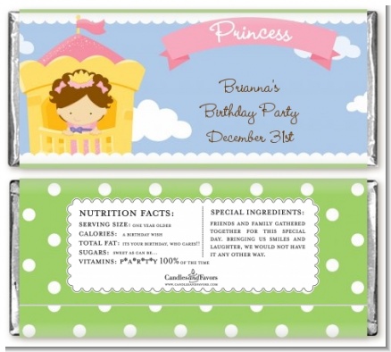 Princess in Tower - Personalized Birthday Party Candy Bar Wrappers