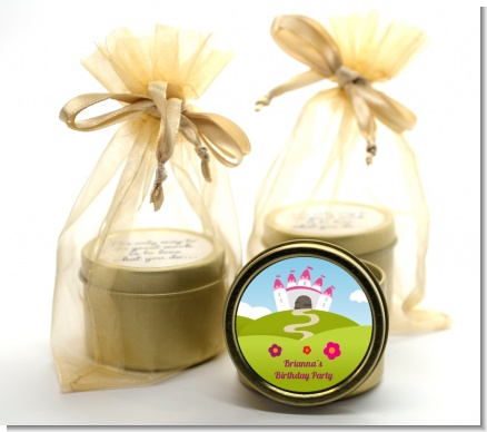 Princess Rolling Hills - Birthday Party Gold Tin Candle Favors