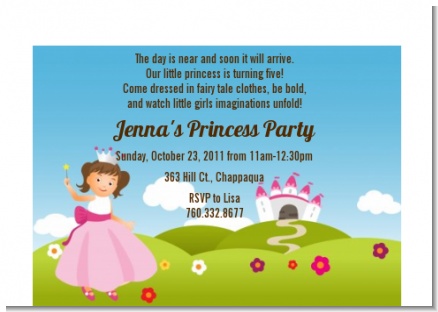 Princess Rolling Hills - Birthday Party Petite Invitations