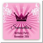 Princess Royal Crown - Square Personalized Baby Shower Sticker Labels