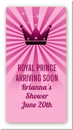 Princess Royal Crown - Custom Rectangle Baby Shower Sticker/Labels