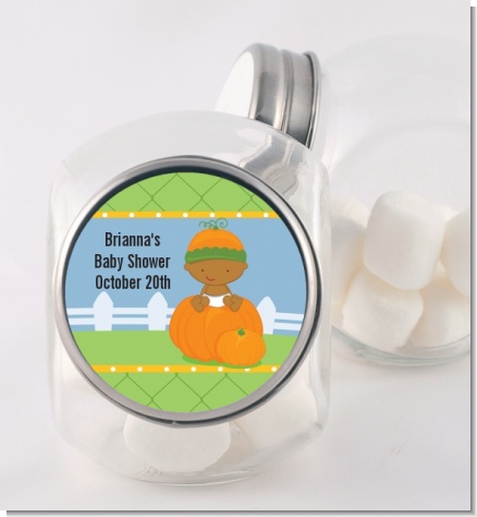 Pumpkin Baby African American - Personalized Baby Shower Candy Jar