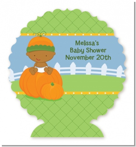 Pumpkin Baby African American - Personalized Baby Shower Centerpiece Stand