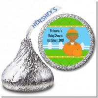 Pumpkin Baby African American - Hershey Kiss Baby Shower Sticker Labels