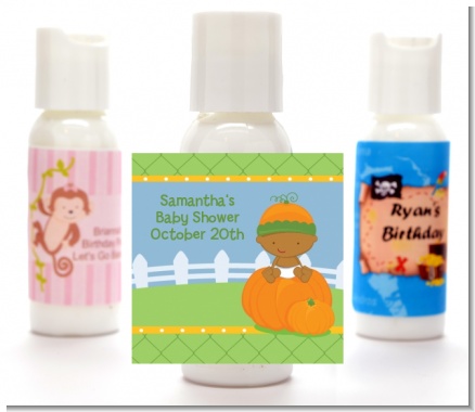 Pumpkin Baby African American - Personalized Baby Shower Lotion Favors