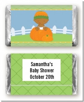 Pumpkin Baby African American - Personalized Baby Shower Mini Candy Bar Wrappers