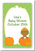 Pumpkin Baby African American - Custom Large Rectangle Baby Shower Sticker/Labels