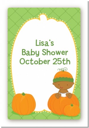 Pumpkin Baby African American - Custom Large Rectangle Baby Shower Sticker/Labels