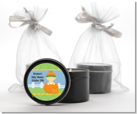 Pumpkin Baby Asian - Baby Shower Black Candle Tin Favors