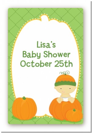 Pumpkin Baby Asian - Custom Large Rectangle Baby Shower Sticker/Labels