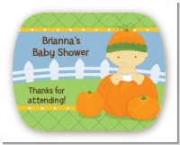 Pumpkin Baby Asian - Personalized Baby Shower Rounded Corner Stickers