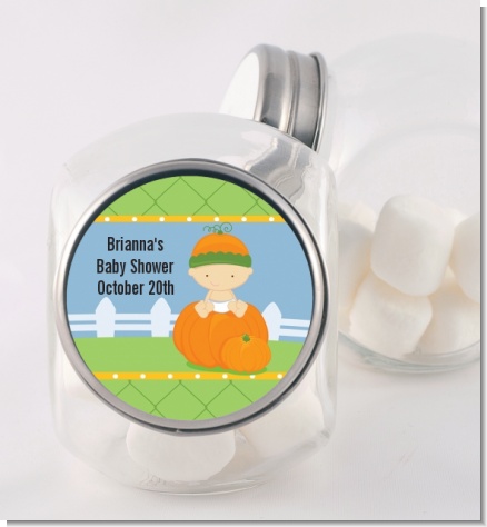 Pumpkin Baby Caucasian - Personalized Baby Shower Candy Jar