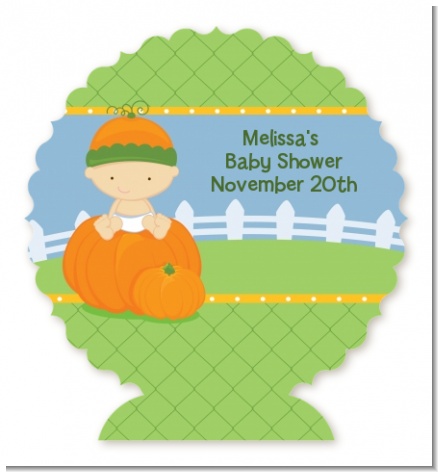 Pumpkin Baby Caucasian - Personalized Baby Shower Centerpiece Stand