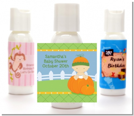 Pumpkin Baby Caucasian - Personalized Baby Shower Lotion Favors