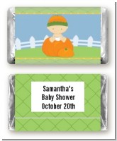 Pumpkin Baby Caucasian - Personalized Baby Shower Mini Candy Bar Wrappers