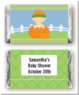 Pumpkin Baby Caucasian - Personalized Baby Shower Mini Candy Bar Wrappers