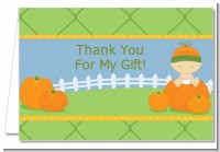 Pumpkin Baby Caucasian - Baby Shower Thank You Cards