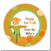 Pumpkin Patch Scarecrow Fall Theme - Round Personalized Halloween Sticker Labels