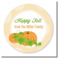 Pumpkin Trio Fall Theme - Round Personalized Halloween Sticker Labels thumbnail