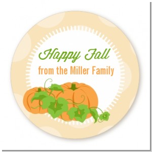 Pumpkin Trio Fall Theme - Round Personalized Halloween Sticker Labels