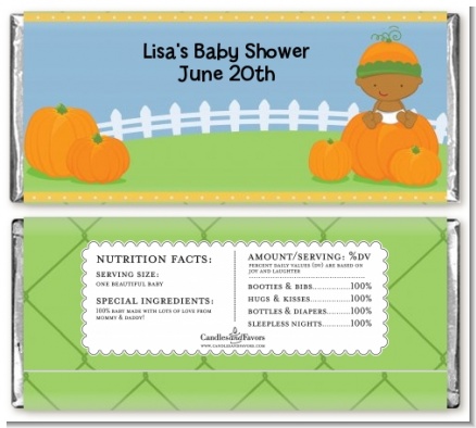 Pumpkin Baby African American - Personalized Baby Shower Candy Bar Wrappers