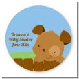 Puppy Dog Tails Boy - Round Personalized Baby Shower Sticker Labels thumbnail