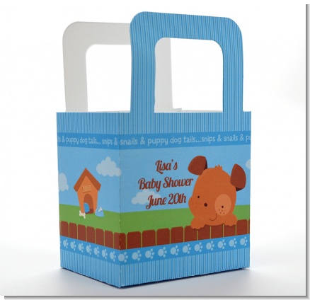 Puppy Dog Tails Boy - Personalized Baby Shower Favor Boxes