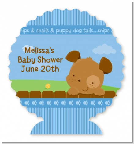 Puppy Dog Tails Boy - Personalized Baby Shower Centerpiece Stand