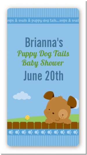 Puppy Dog Tails Boy - Custom Rectangle Baby Shower Sticker/Labels