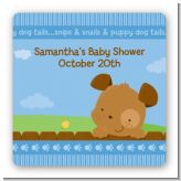 Puppy Dog Tails Boy - Square Personalized Baby Shower Sticker Labels