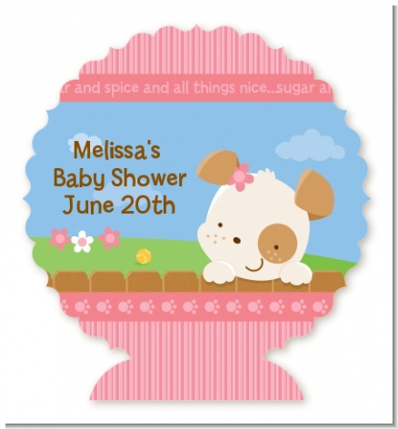 Puppy Dog Tails Girl - Personalized Baby Shower Centerpiece Stand