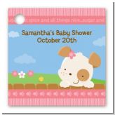Puppy Dog Tails Girl - Personalized Baby Shower Card Stock Favor Tags