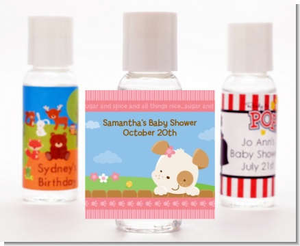Puppy Dog Tails Girl - Personalized Baby Shower Hand Sanitizers Favors