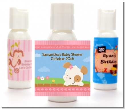 Puppy Dog Tails Girl - Personalized Baby Shower Lotion Favors
