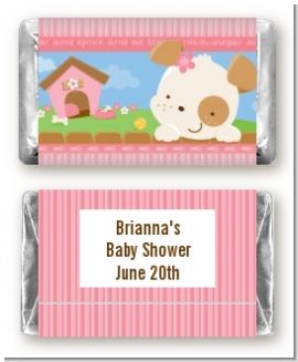 Puppy Dog Tails Girl - Personalized Baby Shower Mini Candy Bar Wrappers