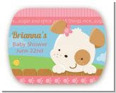 Puppy Dog Tails Girl - Personalized Baby Shower Rounded Corner Stickers