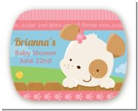 Puppy Dog Tails Girl - Personalized Baby Shower Rounded Corner Stickers