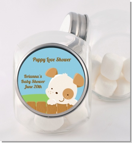 Puppy Dog Tails Neutral - Personalized Baby Shower Candy Jar