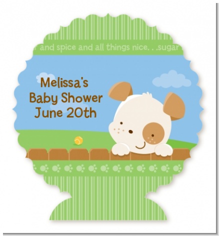 Puppy Dog Tails Neutral - Personalized Baby Shower Centerpiece Stand