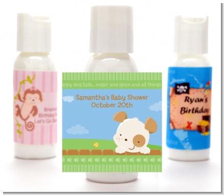 Puppy Dog Tails Neutral - Personalized Baby Shower Lotion Favors