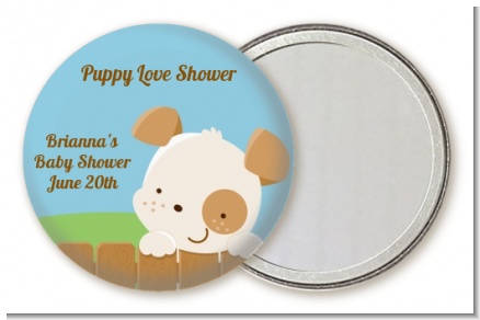 Puppy Dog Tails Neutral - Personalized Baby Shower Pocket Mirror Favors