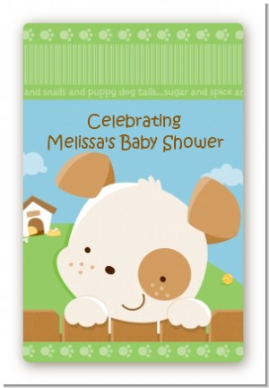 Puppy Dog Tails Neutral - Custom Large Rectangle Baby Shower Sticker/Labels