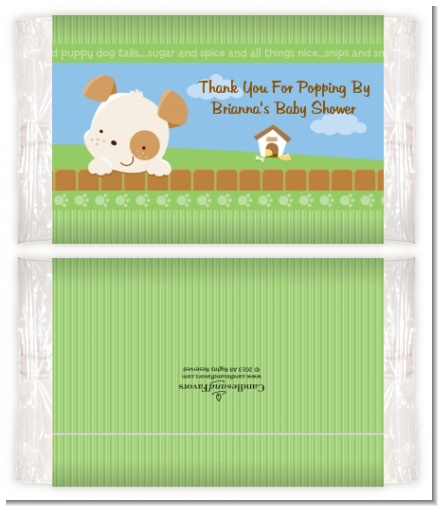 Puppy Dog Tails Neutral - Personalized Popcorn Wrapper Baby Shower Favors