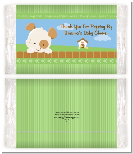 Puppy Dog Tails Neutral - Personalized Popcorn Wrapper Baby Shower Favors