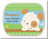 Puppy Dog Tails Neutral - Personalized Baby Shower Rounded Corner Stickers