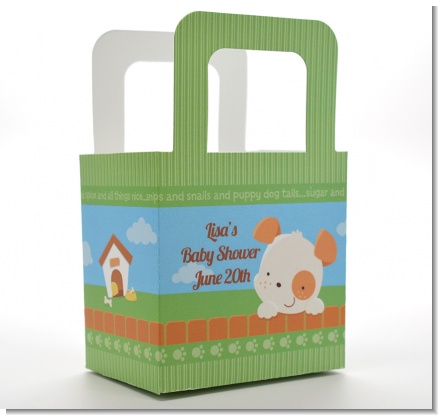 Puppy Dog Tails Neutral - Personalized Baby Shower Favor Boxes